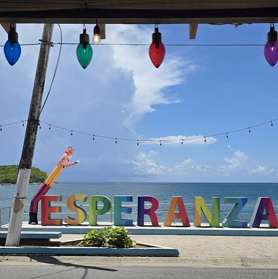 Colorful Esperanza letters overlooking the sea
